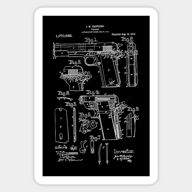 1911 Pistol Takedown Patent (white) Sticker by Big Term Designs